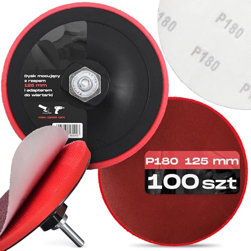 100x Schleifscheiben 125 mm P180 Rund Schleifpapier Schleifpads Schleifblätter Klett Winkelschleifer Scheibe Set + Bohrmaschine Polierteller Schleifteller Adapter M14 von Instalguru