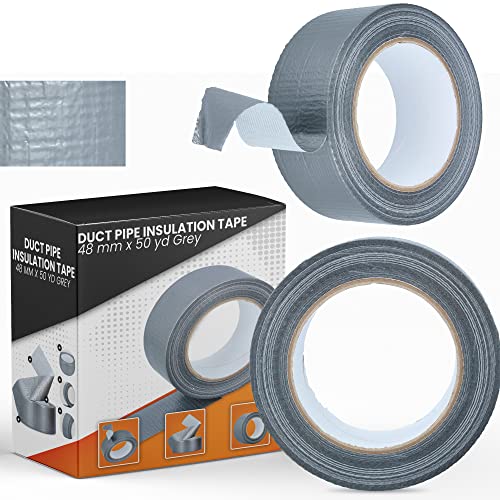 Instalguru Aluminium Klebeband Wasserdicht Netzverstärkt 48 mm x 10 yd Grau DUCT Tape Alu Klebeband Panzertape verstärkt mit einem Glasgittergewebe | Panzerband für PE Rohrisolierung Isolierschlauch von Instalguru