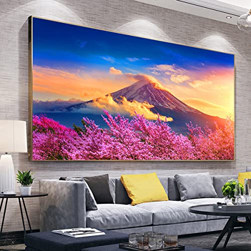 Instarry 5D DIY Diamond Painting Bilder Groß Mount Fuji und Kirschblüten Wanddekoration 120x60 cm von Instarry