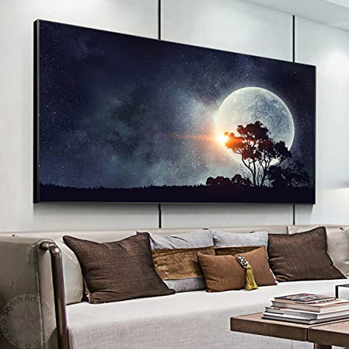 Instarry 5D DIY Diamond Painting Groß Mond und Baum Haus Dekoration 120x50 cm von Instarry