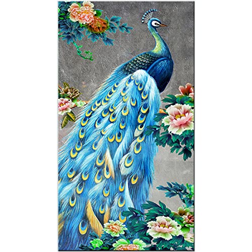 Instarry 5D Diamond Painting Bilder Groß Blauer Pfau Wall Decor 80x40 cm von Instarry