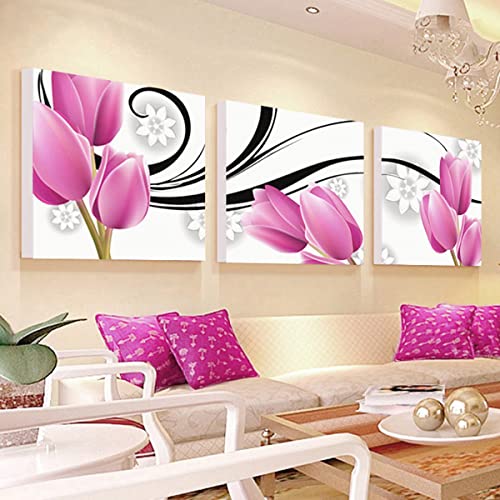 Instarry 5D Diamond Painting Full Groß Triptychon Malerei Tulpe Dekoration Wohnung Modern 180x60 cm von Instarry