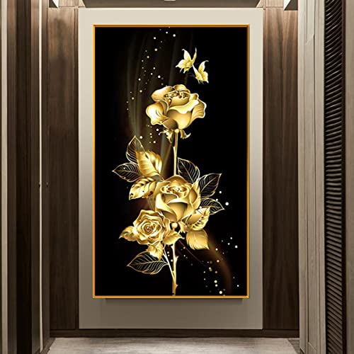 Instarry 5D Diamond Painting Set Groß goldene Rose Wohnzimmer Dekoration 110x60 cm von Instarry