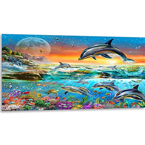 Instarry 5D Diamond Painting Zubehör Groß Delfine und Meer Haus Dekoration 80x40 cm von Instarry