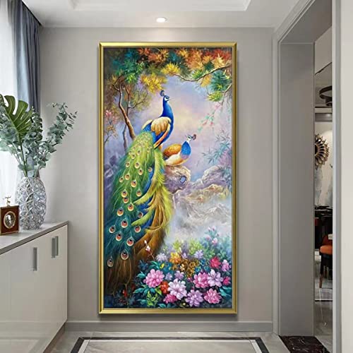 Instarry 5D Diamond Painting Zubehör Groß Pfau Wohnzimmer Deko 80x40 cm von Instarry