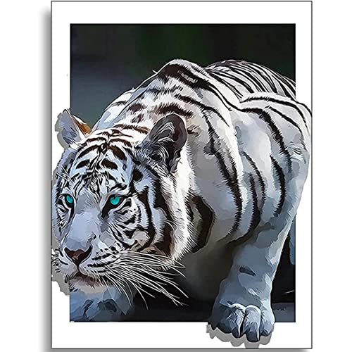 Instarry 5D Diamond Painting Zubehör Groß weißer Tiger Schlafzimmer Wohnzimmer Deko 90x60 cm von Instarry