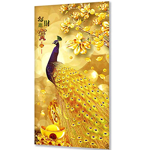 Instarry DIY 5D Diamond Painting Bilder Full Groß Pfau Dekoration Wohnung Modern 60x100 cm von Instarry