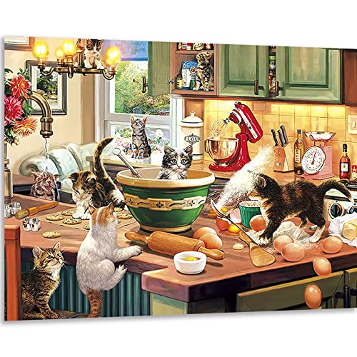 Instarry DIY 5D Diamond Painting Set Full Groß Katze in der Küche Home Decor 90x60 cm von Instarry