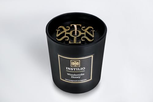 INSTILIO Duftkerze Woodsmoke Honey mit Parfumöl Duft - Edle Duftkerzen handgemacht aus Sojawachs - Geschenk Kerzen, Scented Candle, Duft-Kerze 350g von Instilio