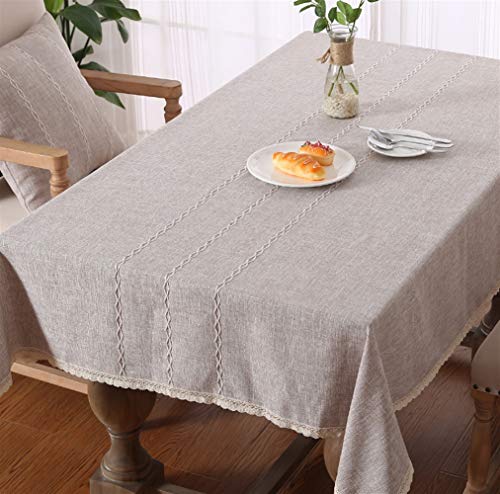 Insun Tischdecke aus Baumwolle und Leinen Tischwäsche Skandinavischen Landhaus Stil Dekorative Staubdichte Tischtuch Abwaschbar Beige Khaki 1 120x120cm Quadratisch von Insun