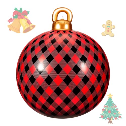 60 cm Weihnachtsdekorationen Weihnachten Aufblasbar Ball,Aufblasbare Weihnachtskugeln PVC Aufblasbarer Weihnachtsball Riesiger Weihnachtsaufblasbare Bälle Für Weihnachten Garten Dekoration (Stil A) von InteDesign