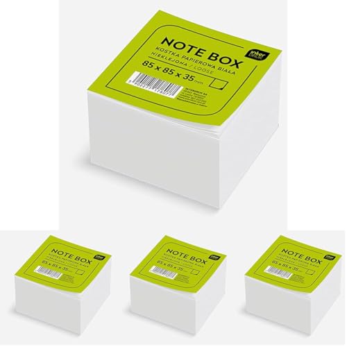 Interdruk Zettelklotz - Notizklotz - Ersatzpapier für Zettelbox - 85 x 85 x 35 mm - Circa 350 Lose Blätter - Weiß (Packung mit 4) von Interdruk