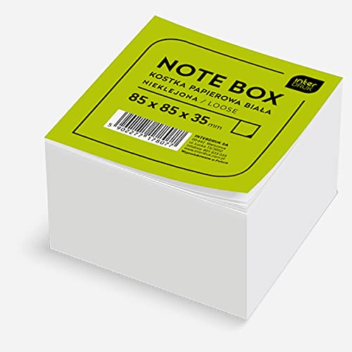 Interdruk Zettelklotz - Notizklotz - Ersatzpapier für Zettelbox - 85 x 85 x 35 mm - Circa 350 Lose Blätter - Weiß von Interdruk