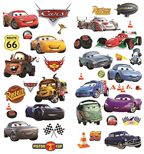 Cars 3D Cartoon Wandaufkleber für Schlafzimmer Jungen und Mädchen Wandbild Aufkleber Größe: Groß von Interpaw