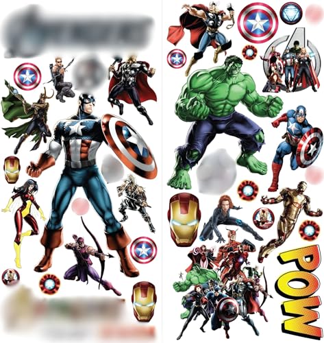 The Avengers personalisierte 3D Cartoon Wandaufkleber für Schlafzimmer Jungen und Mädchen Wandbild Aufkleber Größe: groß 76 cm x 72 cm von Interpaw