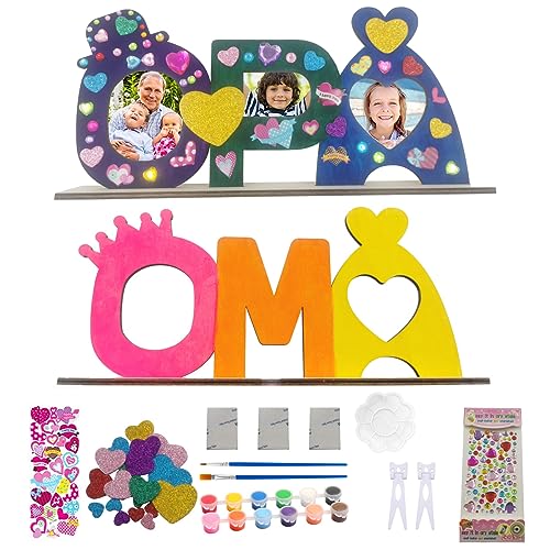 Intertest Oma und Opa Holzbuchstaben Bastelset Geschenk,Mit zwei Montagemodi,Oma und Opa Holz Bilderrahmen Geburtstagsgeschenk,Enkel Enkelin Geschenke für Oma und Opa Weihnachten Geschenk von Intertest