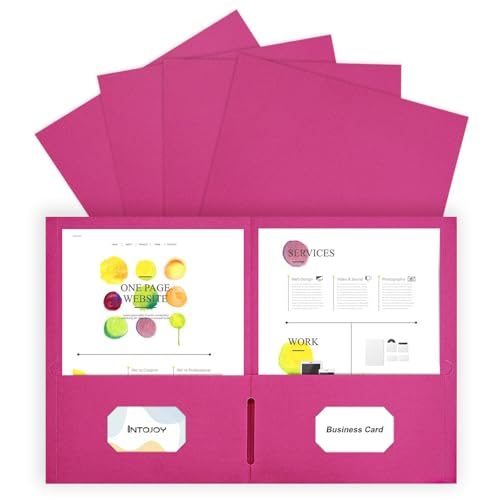 IntoJoy Ordner mit Taschen, 100 Stück, 2 Fächer, passend für Papier, Kunststoff, für Schule, Büro, Geschäft, Zuhause, Abheftung, Lebenslauf-Portfolio (Rosa) von IntoJoy