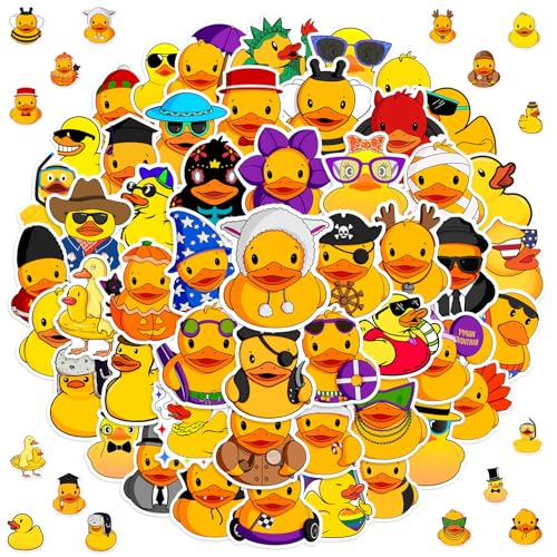 Süße Kleine Ente Aufkleber, 100 Stücke Gelbe Ente Aufkleber, Ente Sticker Set, Sticker Kinder Kleine Gelbe Ente, Vinyl Aufkleber für Scrapbook, Skateboard, Laptop, Gepäck, Auto, Fahrrad von Invasye