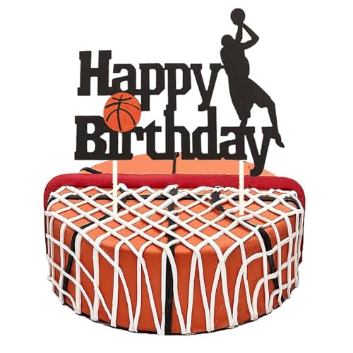 2 Piece Basketball Cake Topper, Basketball Cake Decoration, Basketball Scene Themes, Birthday Party Decorations, for Basketball Sports Theme Men Boys Birthday Baby Shower Party Supplies von Invasye