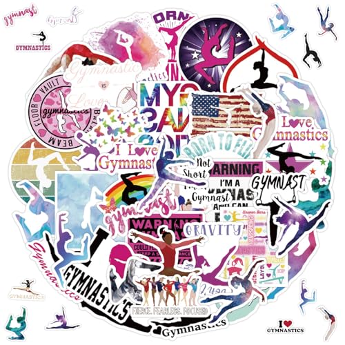 Gymnastik Aufkleber, 100 Stück Gymnastik Sport Sticker Set, Yoga Sticker Graffiti Aufkleber Mädchen, Wasserdicht Vinyl Aufkleber, für Gepäck Skateboard Laptop Auto Fahrrad, für Kinder Jugendliche von Invasye