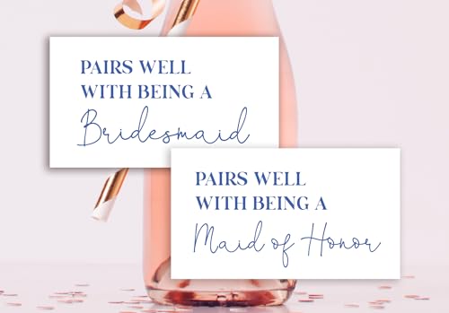 Passt gut zu Being a Bridesmaid Proposal, Maid of Honor Proposal Mini-Champagnerflaschen-Etiketten, 12 Stück, Blau von InvitationHouse