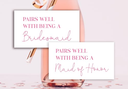 Passt gut zu Being a Bridesmaid Proposal, Maid of Honor Proposal Mini-Champagnerflaschen-Etiketten, 12 Stück, Rosa von InvitationHouse