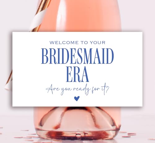 Welcome to Your Bridesmaid Era Mini-Champagneretiketten, Set mit 6 Brautjungfern, 1 Trauzeugin und 1 Ehrenmatron (blau) von InvitationHouse