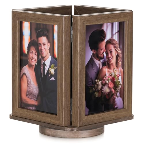 Inweder Bilderrahmen 10x15 Kartenbox Hochzeit: Drehender Bilderrahmen Holz für Hochzeit Geschenke Mr Mrs Fotorahmen Collage für Ehepaar Empfang Verlobung Jahrestag Heimdekoration von Inweder