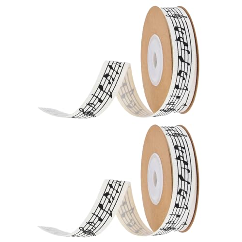 Inzegao 2 Rollen Musiknoten-Muster, 9,1 m x 1,5 cm pro Rolle, Geschenkband, Party-Dekor-Zubehör von Inzegao