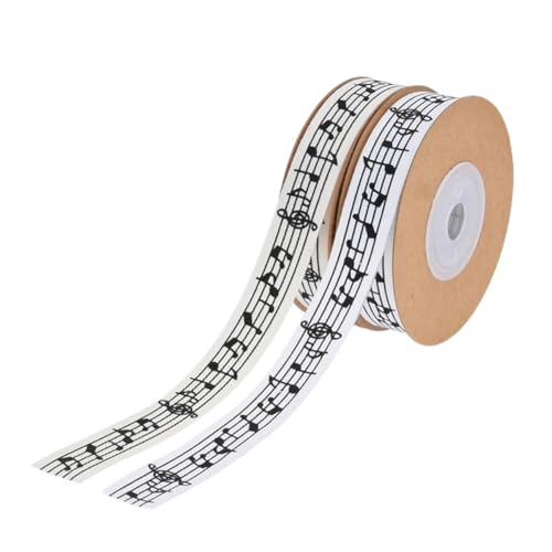 Inzegao 2 Rollen Musiknoten-Muster, 9,1 m x 1,5 cm pro Rolle, Geschenkband, Party-Dekor-Zubehör von Inzegao