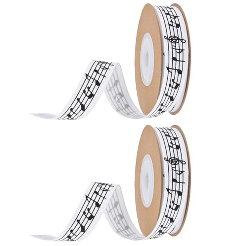 Inzegao 2 Rollen Musiknoten-Muster, 9,1 m x 1,5 cm pro Rolle, Geschenkband, Party-Dekor-Zubehör von Inzegao