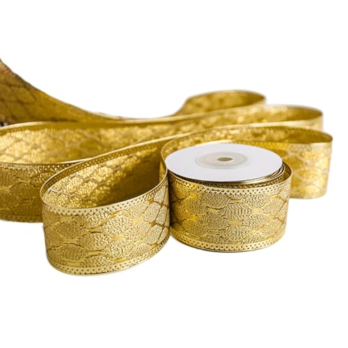 Inzegao 9 Yards Diamond Pattern Gift Wrapping Ribbon with Wired Edge, Decorative Hand Bouquet, Gift Party, Christmas, New Year Gift Ribbon, 4.0 cm Wide von Inzegao