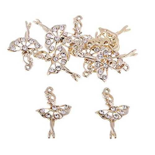 Inzopo 10 Stück Kristall Statement Charms Gold Tanzen Ballett Mädchen Fee Engel für Halskette Kette Anhänger Mode Diamantschmuck Herstellung Haarschmuck Knöpfe von Inzopo