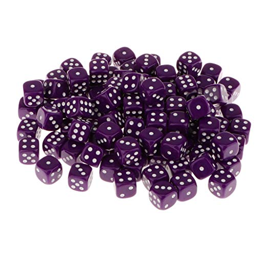 Inzopo 100 Stück D6 Würfel-Set, 16 mm, 6-seitig, rund, Rollenspielwürfel, 7 Farben, Lila, 16 x 16 x 16 mm, Violett, 16 x 16 x 16 mm von Inzopo