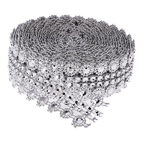 Inzopo 5 Meter Kristall-Blumen-Strass-Kette Netzband Zierbänder Nähen Basteln Applikation Silber von Inzopo