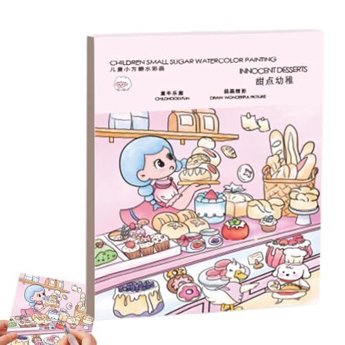 Artistic Watercolor Painting Book, Creative Drawing and Painting Paper, Fun Art Supplies for Children, Portable Cartoon Paint Book 7.87x6.3x0.79" for Drawing and Painting von Iouyjiu