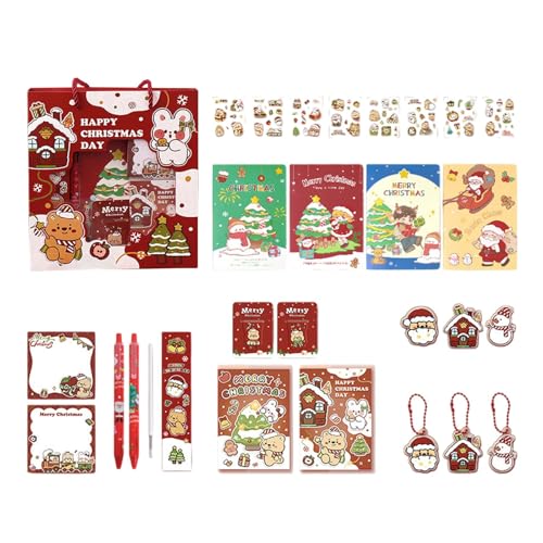 Cartoon-Briefpapier-Set, Weihnachts-Briefpapier-Set, Lustiger Feiertags-Studentenbedarf, Festival-Klassenbelohnungen Mit Lustigem Und Kreativem Zubehör Für Weihnachtsfeiern (1 Stück) von Iouyjiu