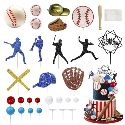 Iouyjiu Baseball Birthday Cake Decorations, Birthday Cake Baseball Topper, Happy Birthday Cake Topper für Baseball Theme für Kinder, Erwachsene, Familie von Iouyjiu