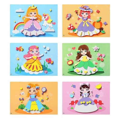 Princess Sticker, Girls Sticker Set, Kids Decal Pack, vibrierende Designs, tragbar und bequem zu erziehende Decals Kit, Princess Sensory Toy für Kinder, 5,71 x 8,27 Zoll von Iouyjiu