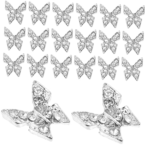 20st Butterfly-nagelbohrer Schmetterlings-nagelanhänger Nagel Edelsteine Schmetterlingsnagelaufkleber Nagel Charms Nageldekorationen Für Nagelkunst Süße Pressnägel Legierung Silver Ipetboom von Ipetboom