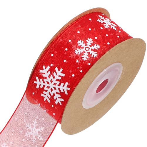 Ipetboom 1 Roll Chiffon Verpackung Rotes Band Schneeflockenbandkranz Ribbon Dekorative Band Rot von Ipetboom