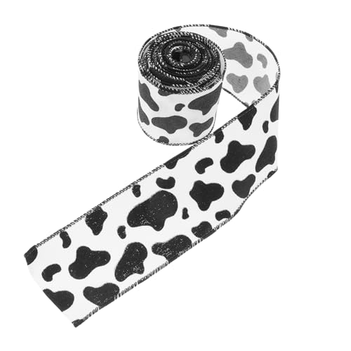 Ipetboom 1 Rolle Kuhband Band mit Kuh-Aufdruck Ripsband mit Animal-Print Kuhdruckverzierungen Western-Themenband Band mit Nutztieren Kuhdruckband Tierbänder zum Basteln Polyester von Ipetboom