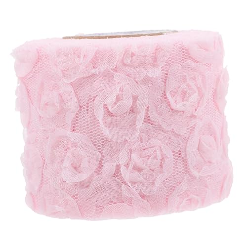 Ipetboom 1 Rolle Rosenriemen bestickt Bandstickerei Oval Braut-Spitzenband hochzeitsdeko hochzeit dekoration gauze gazo Materialien zur Kleiderherstellung selber machen Stoff Rosa von Ipetboom