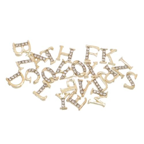 Ipetboom 1 Satz Nail Art Alphabet Schmuck Nagel-edelstein-anhänger Polieren Ostern Nagelkunstaufkleber Edelsteine Gel-kit Für Den Nagelaufbau Blinken Briefe Halter Tipp Golden Zinklegierung von Ipetboom