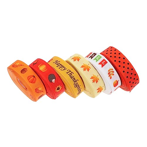 Ipetboom 1 Satz Thanksgiving-gurtband Ribbons Ribbon Band Präsentbox Herbstband Fallen Verdrahtete Bänder Weihnachtsdeko Bänder Zur Schleifenherstellung Banddekoration Polyester 6 Rollen von Ipetboom