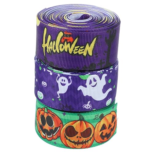 Ipetboom 1 Satz Wärmeübertragungsband Mit Halloween-szenenlayout Dekorationen Halloween-bastelband Halloween-partybanddekoration Schleife Wickelband Band Zum Verpacken Polyester 3 Rollen von Ipetboom