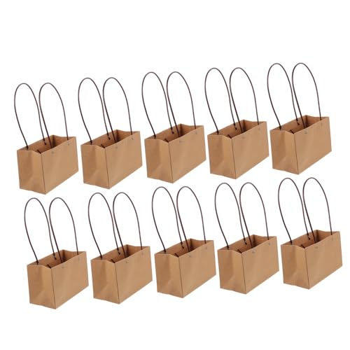 Ipetboom 10st Trapezförmige Tragetasche Papiertüten Verpackungsbeutel Für Floristen Valentinstag Taschen Kofferanhänger Blumentüten Aus Papier Klarer Make -up -tasche Khaki Kraftpapier von Ipetboom