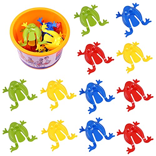 Ipetboom 12-Teiliges Springendes Frösche-Spielzeug Aus Kunststoff Mit Eimer Hüpfendes Froschspielzeug Mit Fingerdruck-Froschpullover Für Kinderpartybevorzugungsspiele von Ipetboom