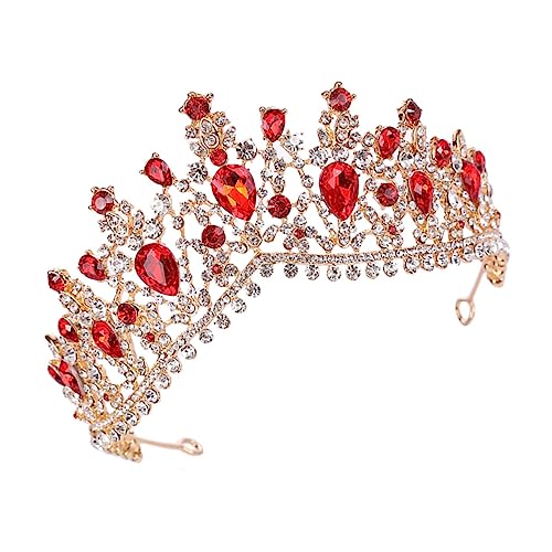 Ipetboom 1Stk Brautkrone Kronen Haarschmuck für die Hochzeit Braut Haarschmuck Strauß wedding hair accessories brauthaatschmuck Hochzeit Stirnband Hochzeitskopfschmuck Legierung Strass rot von Ipetboom