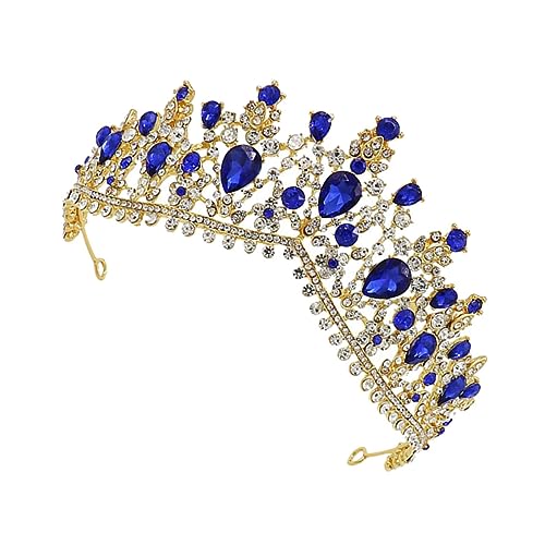 Ipetboom 1Stk Brautkrone Partei Festzug Hochzeits-Tiara Braut elegant Kleid wedding hair accessories brauthaatschmuck Hochzeitskopfschmuck Haarschmuck für die Braut Legierung Strass Blue von Ipetboom